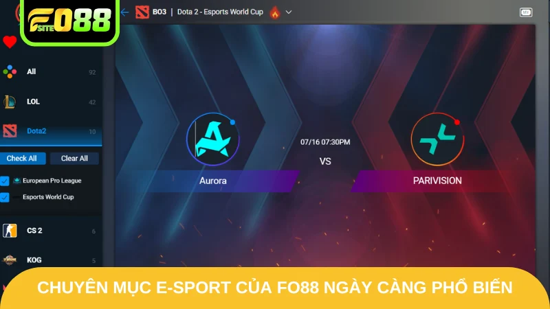 Chuyên mục E-sport của Fo88 ngày càng phổ biến