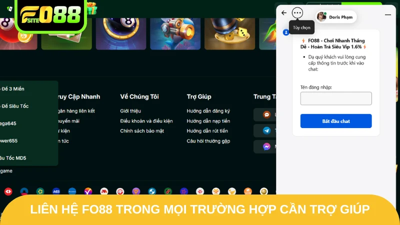 Liên hệ FO88 trong mọi trường hợp cần trợ giúp