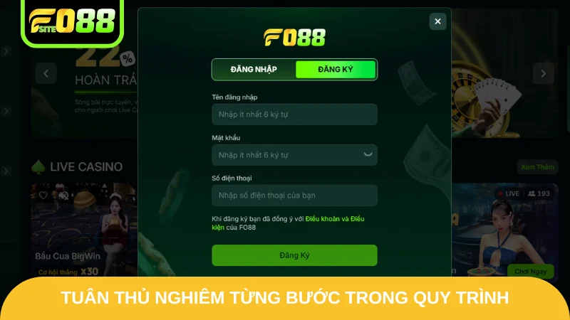 Tuân thủ nghiêm từng bước trong quy trình