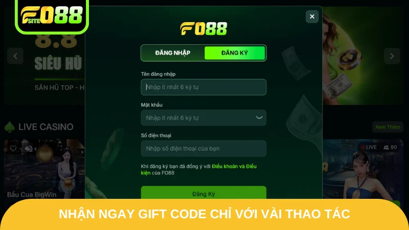 Nhận ngay gift code chỉ với vài thao tác