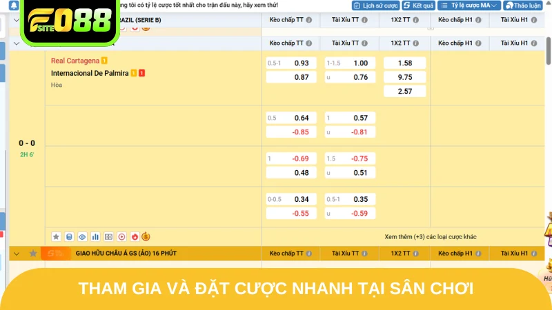 Tham gia và đặt cược nhanh tại sân chơi